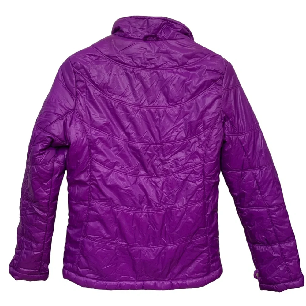 Purple Puffer Jacket Lightweight Quilted Zip Front Coat